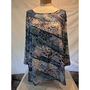 alfred dunner 3x tops 3/4 sleeve Multicolor W/rhinestones